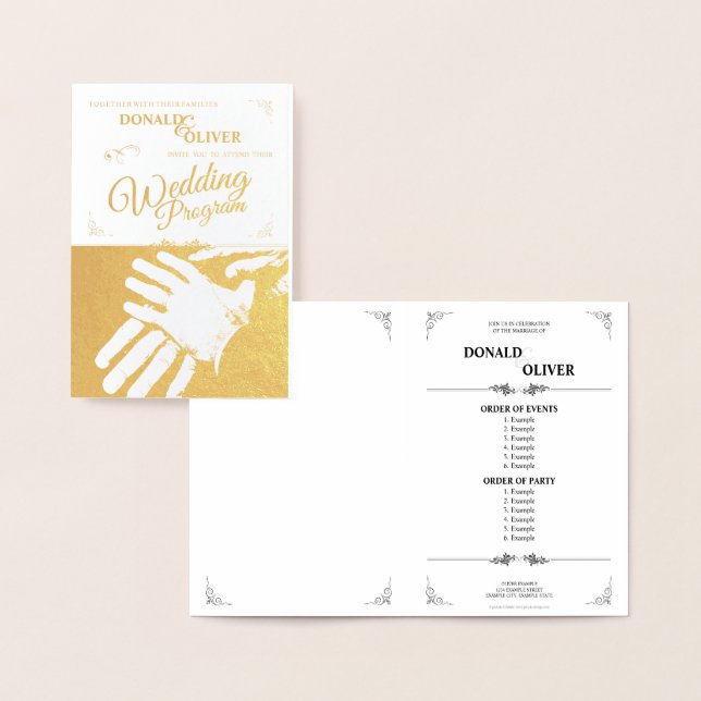 Tarjeta Con Relieve Metalizado Manos de una pareja Boda gay con anillos (Demostración)