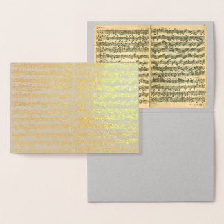 Tarjeta Con Relieve Metalizado Manuscrito de música Golden Bach Chaconne en todas