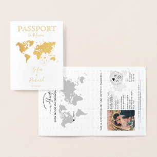 Tarjeta Con Relieve Metalizado Mapa mundial de pasaporte de destino de boda MÉXIC