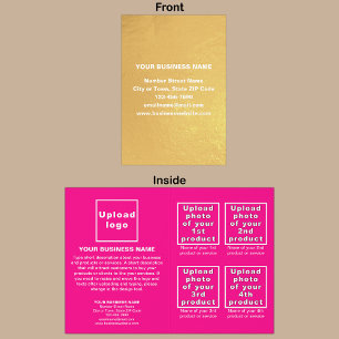 Tarjeta Con Relieve Metalizado Marca comercial color rosa en tarjeta de Relieve m