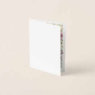 Tarjeta Con Relieve Metalizado Marco de bodas con rosas Art Nouveau elegante