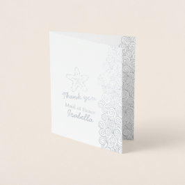 Tarjeta Con Relieve Metalizado Marea de pez estrella de mar boda metálica gracias