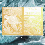 Tarjeta Con Relieve Metalizado Mares y saludos náuticos modernos, tortuga marina<br><div class="desc">Si buscas una tarjeta de vacaciones con temática oceánica única y elegante. Nada más elegante que esta tarjeta de vacaciones de Relieve metalizado de  de tortuga marina,  en los modernos mares y saludos náuticos</div>