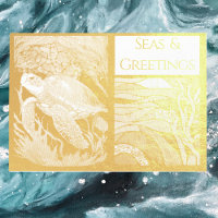 Mares y saludos náuticos modernos, tortuga marina