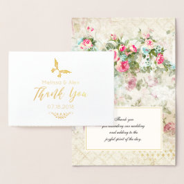Tarjeta Con Relieve Metalizado Mariposa con Rosas de época dentro del Boda gracia