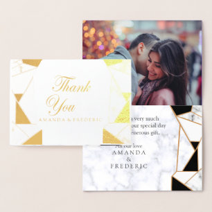 Tarjeta Con Relieve Metalizado Mármol Blanco Abstracto Moderno en Negro y Dorado