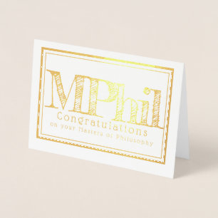 Tarjeta Con Relieve Metalizado Máster de felicitaciones filosóficas