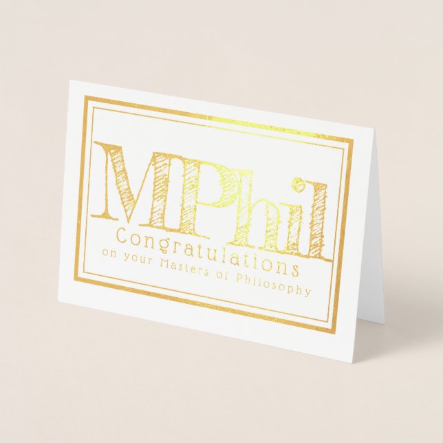 Tarjeta Con Relieve Metalizado Máster de felicitaciones filosóficas (Anverso)
