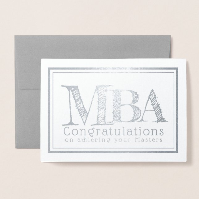 Tarjeta Con Relieve Metalizado Máster en Administración de Empresas de MBA (Anverso con sobre)