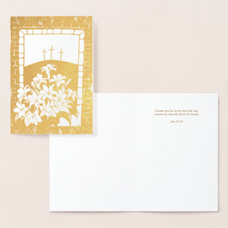 Tarjeta Con Relieve Metalizado "Mayor Amor" saludo de Pascua Juan 15:13