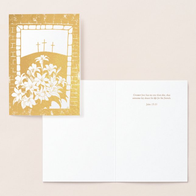 Tarjeta Con Relieve Metalizado "Mayor Amor" saludo de Pascua Juan 15:13 (Demostración)