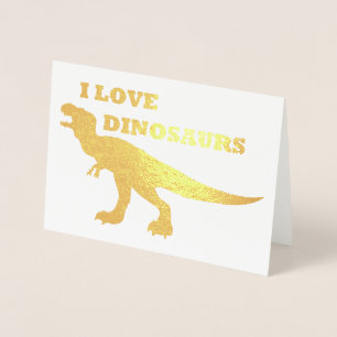 Tarjeta Con Relieve Metalizado ¡Me Encantan Los Dinosaurios!