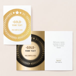 Tarjeta Con Relieve Metalizado MEDALLA DE Bronce Campeón IMPRESIÓN PERSONALIZADA 