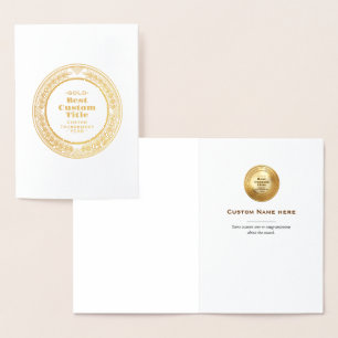 Tarjeta Con Relieve Metalizado Medalla personalizada 3D realista editable de oro