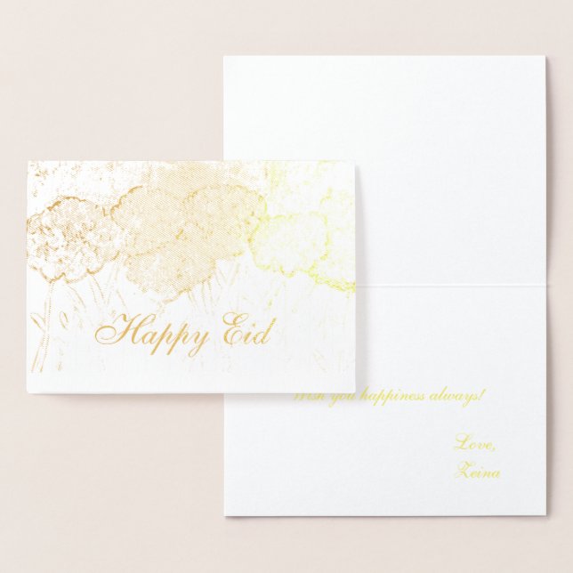 Tarjeta Con Relieve Metalizado mejor elegante oro floral feliz eid mubarak (Demostración)