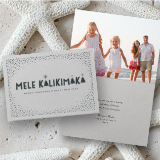 Tarjeta Con Relieve Metalizado Mele Kalikimaka Confetti Y Navidades Estrellas Fot