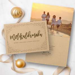 Tarjeta Con Relieve Metalizado Mele Kalikimaka Navidades de la Moda Confetti Foto