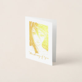 Tarjeta Con Relieve Metalizado Mensaje de Chica dorado, pensando en ti