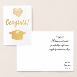 Tarjeta Con Relieve Metalizado mensajes dulces de graduación