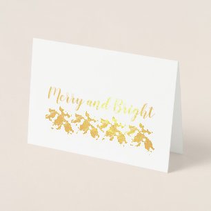 Tarjeta Con Relieve Metalizado Merry and Bright Holly Sprigs