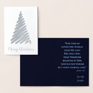 Tarjeta Con Relieve Metalizado Merry Christmas Tree Religious