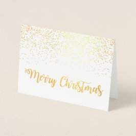 Tarjeta Con Relieve Metalizado Merry Christmas Typography Script Snowflakes