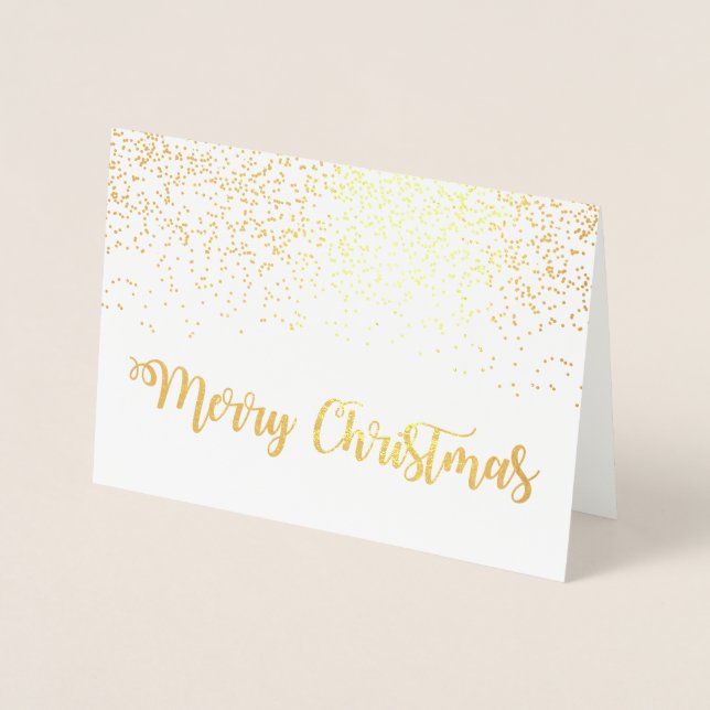 Tarjeta Con Relieve Metalizado Merry Christmas Typography Script Snowflakes (Anverso)