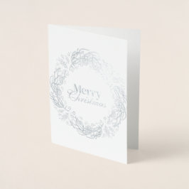 Tarjeta Con Relieve Metalizado Merry Christmas Vintage Botanical.
