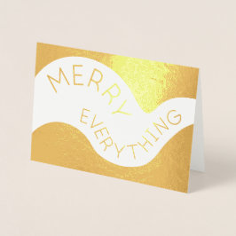 Tarjeta Con Relieve Metalizado Merry Everything Cured Typography Holiday Gold