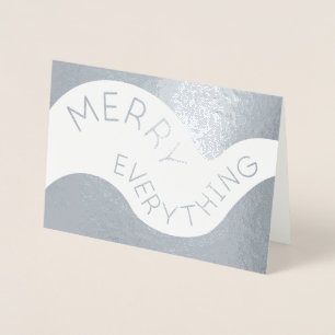 Tarjeta Con Relieve Metalizado Merry Everything Cured Typography Holiday Silver