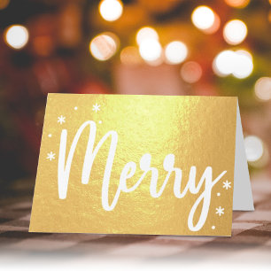 Tarjeta Con Relieve Metalizado Merry Typography Script Navidades de fotografía mo