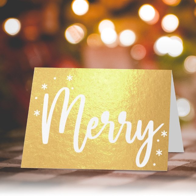 Tarjeta Con Relieve Metalizado Merry Typography Script Navidades de fotografía mo (Subido por el creador)
