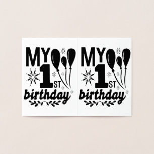 Tarjeta Con Relieve Metalizado ¡Mi primer cumpleaños! ¡¡¡Cariño!!!