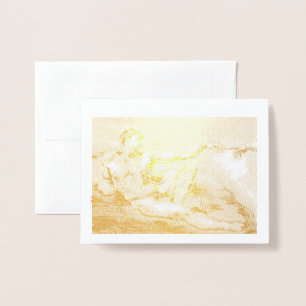 Tarjeta Con Relieve Metalizado Mi propio dibujo del Adán de Miguel Ángel 