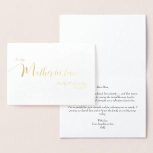 Tarjeta Con Relieve Metalizado Mi suegra el día de mi boda Letra elegante