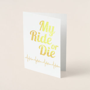 Tarjeta Con Relieve Metalizado Mi viaje o muera de oro El día de San Valentín de 