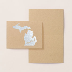 Tarjeta Con Relieve Metalizado Michigan Typography Michigan State Map Unsale
