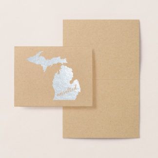 Tarjeta Con Relieve Metalizado Michigan Typography Michigan State Map Unsale