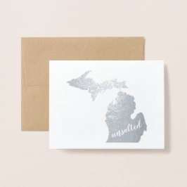 Tarjeta Con Relieve Metalizado Michigan Typography Michigan State Map Unsale