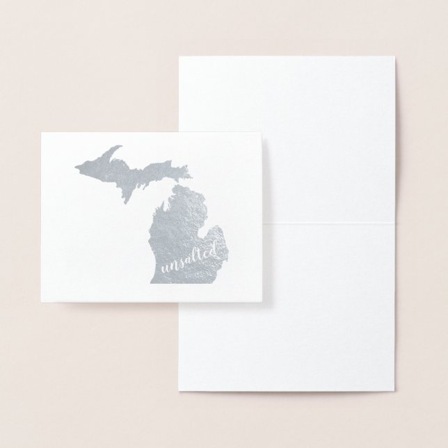Tarjeta Con Relieve Metalizado Michigan Typography Michigan State Map Unsale (Demostración)