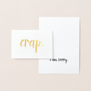 Tarjeta Con Relieve Metalizado mierda, lo siento, Relieve metalizado de oro