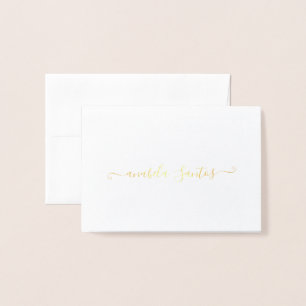 Tarjeta Con Relieve Metalizado Minimalista Gracias Nombre Moda Script Simple Gold