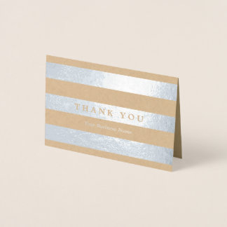 Tarjeta Con Relieve Metalizado Minimalistas bandas plateadas Gracias