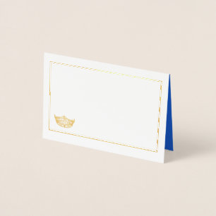 Tarjeta Con Relieve Metalizado Miss America Name Place Card Gold Falso Crown