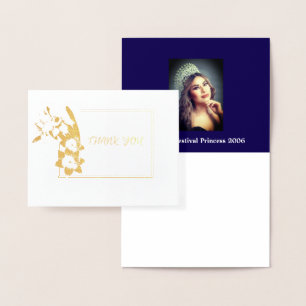 Tarjeta Con Relieve Metalizado Miss Pageant Foto Daffodil Gracias