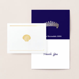 Tarjeta Con Relieve Metalizado Miss Sra. Pageant Crown Shell Gracias