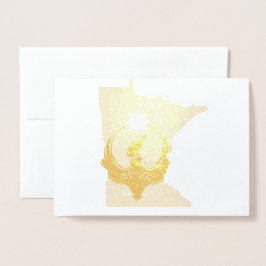 Tarjeta Con Relieve Metalizado MN Loon Rising - bandera del estado de MN