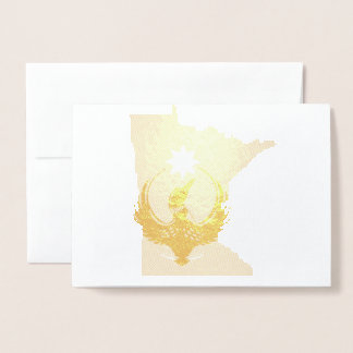 Tarjeta Con Relieve Metalizado MN Loon Rising - MN State flag