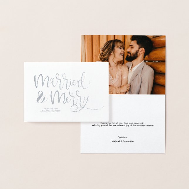 Tarjeta Con Relieve Metalizado Moda Casada y Feliz Boda de Navidad (Demostración)