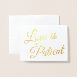 Tarjeta Con Relieve Metalizado Moda Elegante Amor es Boda paciente Oro